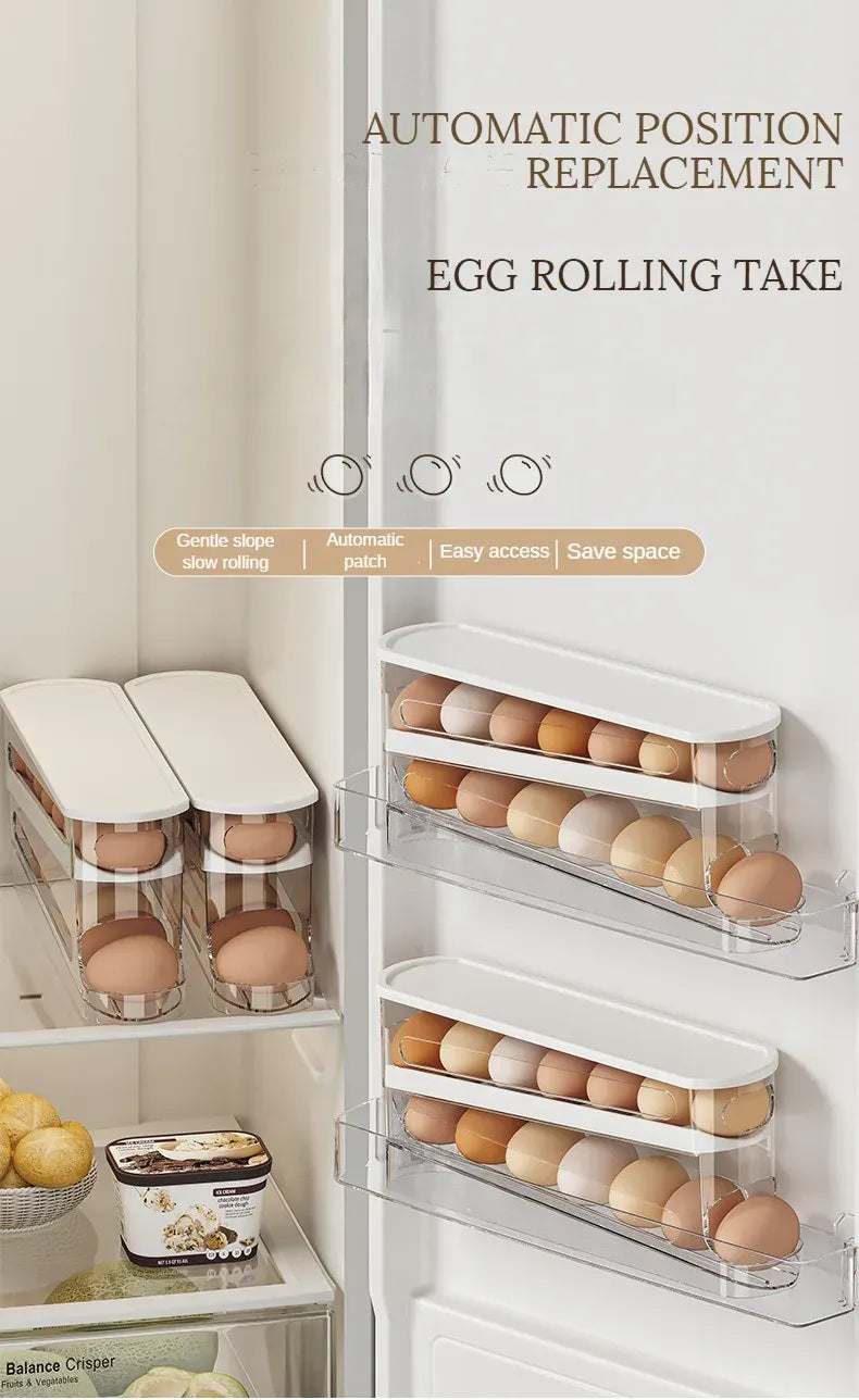 Organiseur Frigo Range-Œufs à Rouleau 12 Œufs - Empilable et Pratique