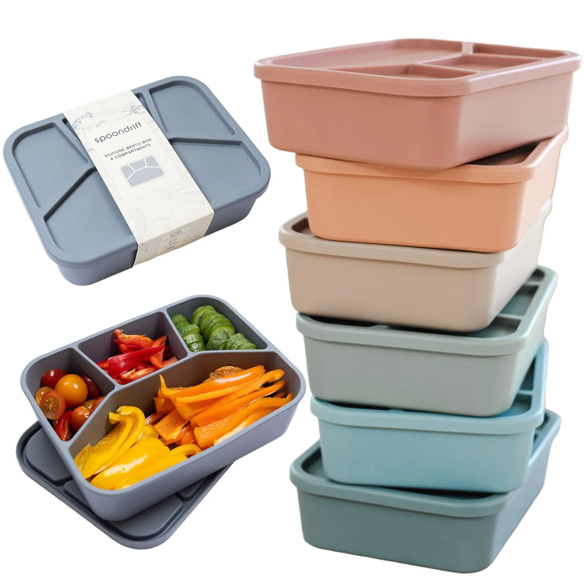 Bento Compartimenté Silicone Écologique | 4 Compartiments 700ml Bento