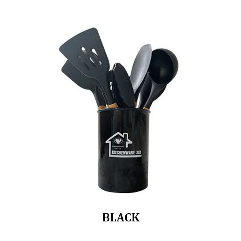 Set Ustensiles Silicone 12 pièces Cuisine | Résistants à la chaleur spatule en silicone