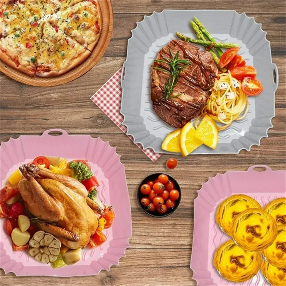 Moule Silicone Air Fryer Réutilisable Rectangulaire - Lot de 2 Pièces Air Fryer