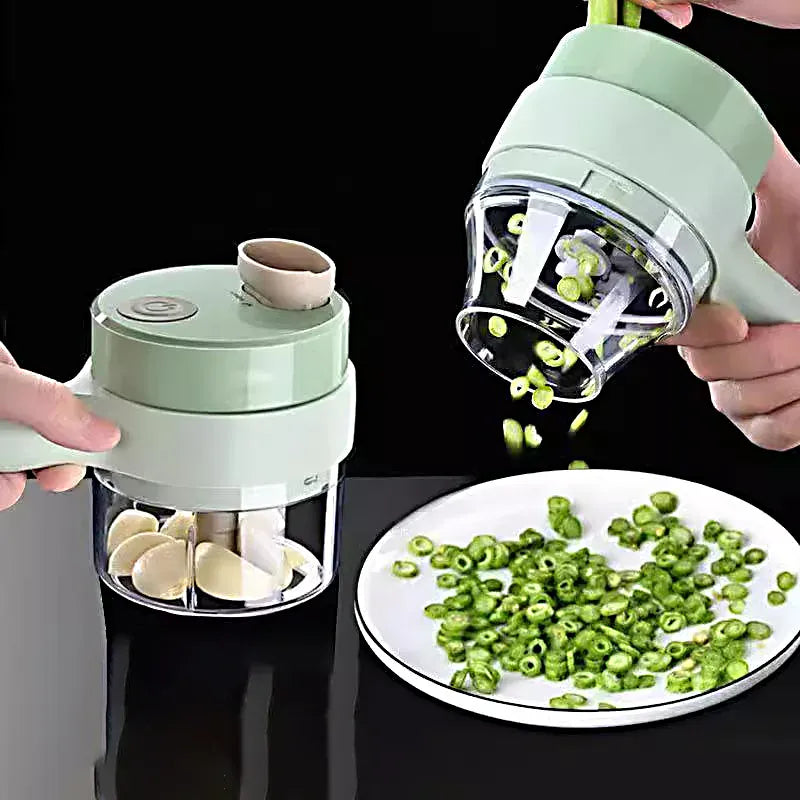 Mini Hachoir Électrique Sans Fil 4-en-1 — Ail, Légumes, Viande — Rechargeable USB mini hachoir