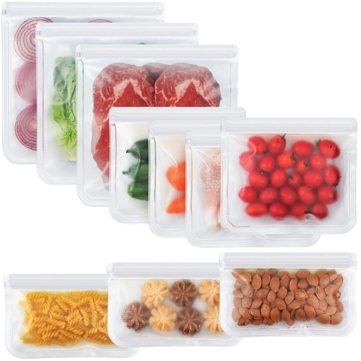 Sachets Silicone Réutilisables Anti-Fuite - Lot de 10 pièces