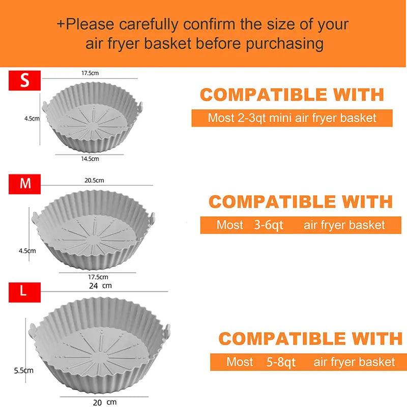 Moule Silicone Réutilisable Air Fryer Rond et Carré - Lot de 2 Pièces Air Fryer