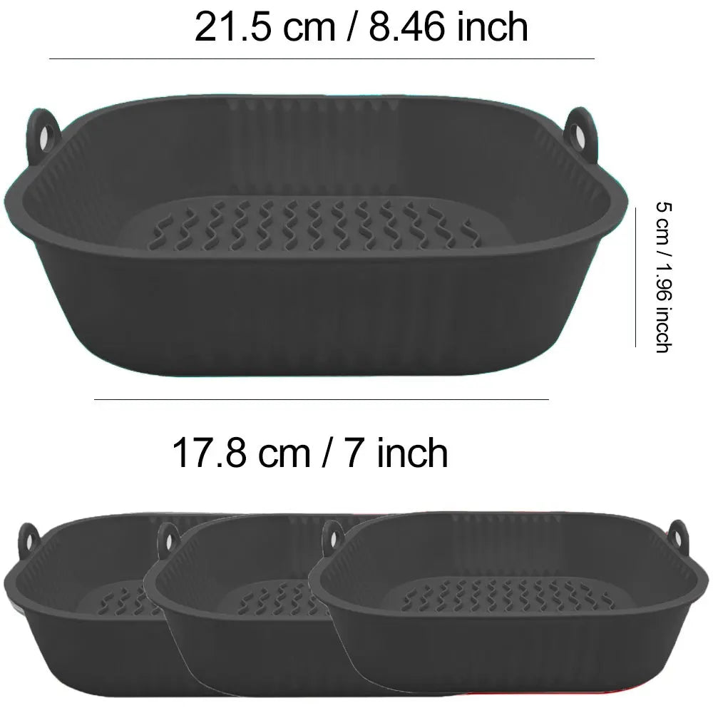Moule Silicone Air Fryer Réutilisable Carré - Lot de 3 Pièces Air Fryer