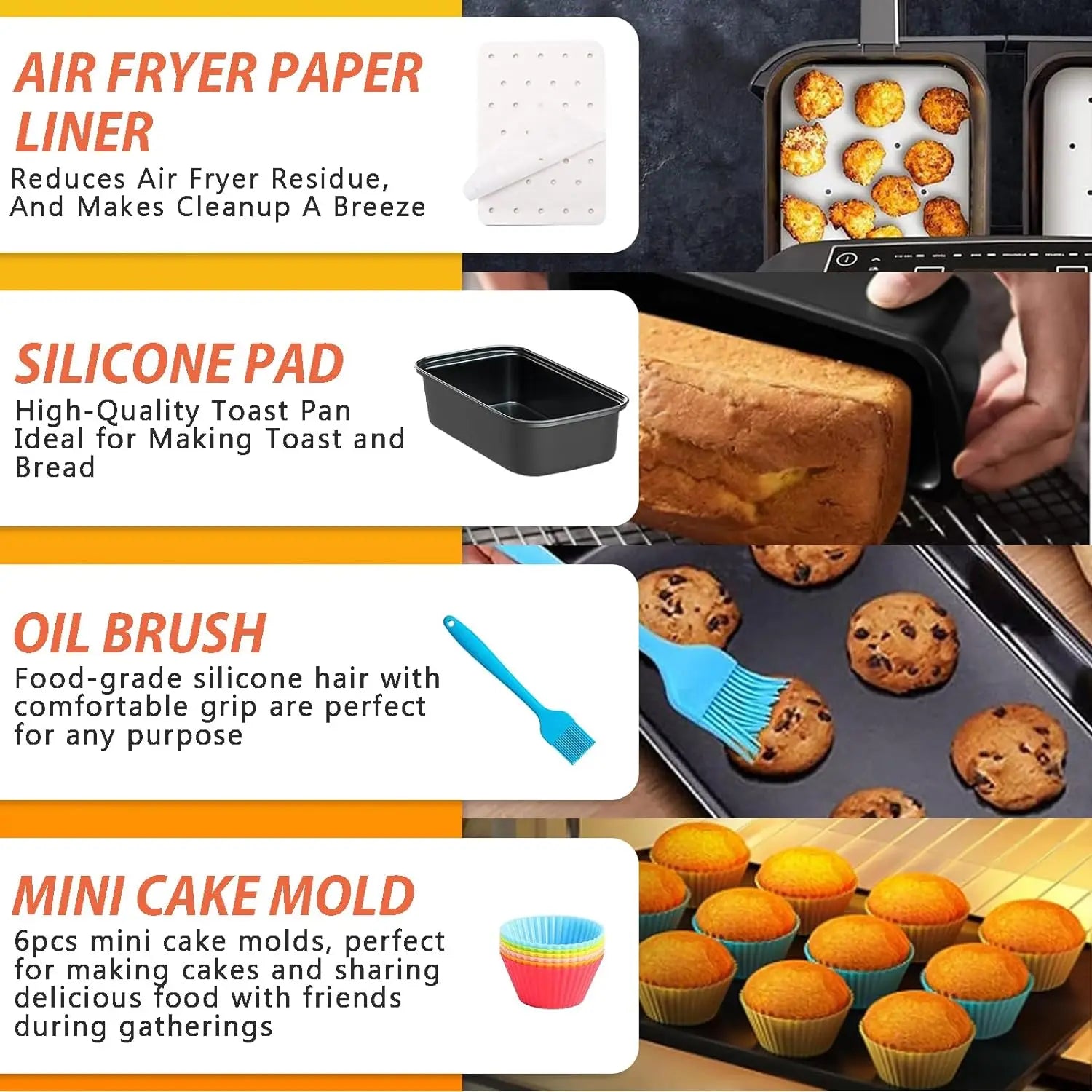 Kit Accessoires Air Fryer BBQ Grill et Moules à Pizza 9 pièces Air Fryer