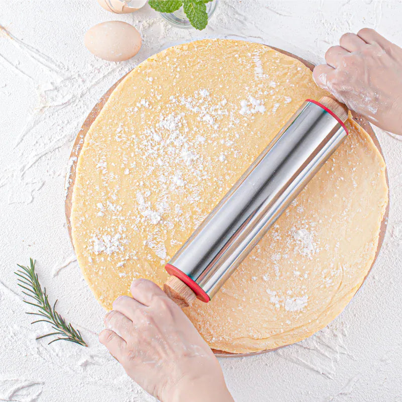 Rouleau à pâtisserie en acier inoxydable pour biscuits et tartes rouleaupatisserie