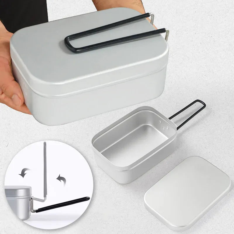 Bento Aluminium 2 Compartiments Pliables pour Camping et Pique-Nique Bento