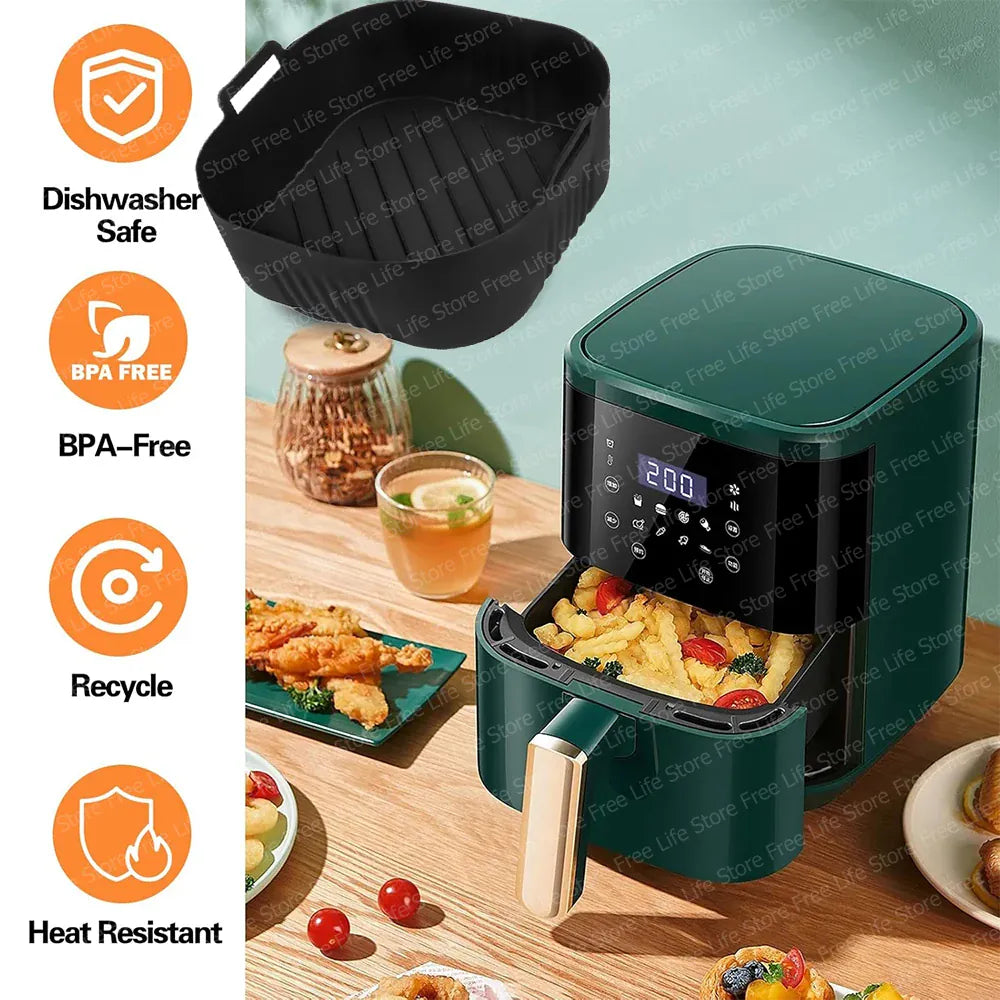 Moule Silicone Air Fryer Réutilisable Rond 23 cm pour Friture Air Fryer