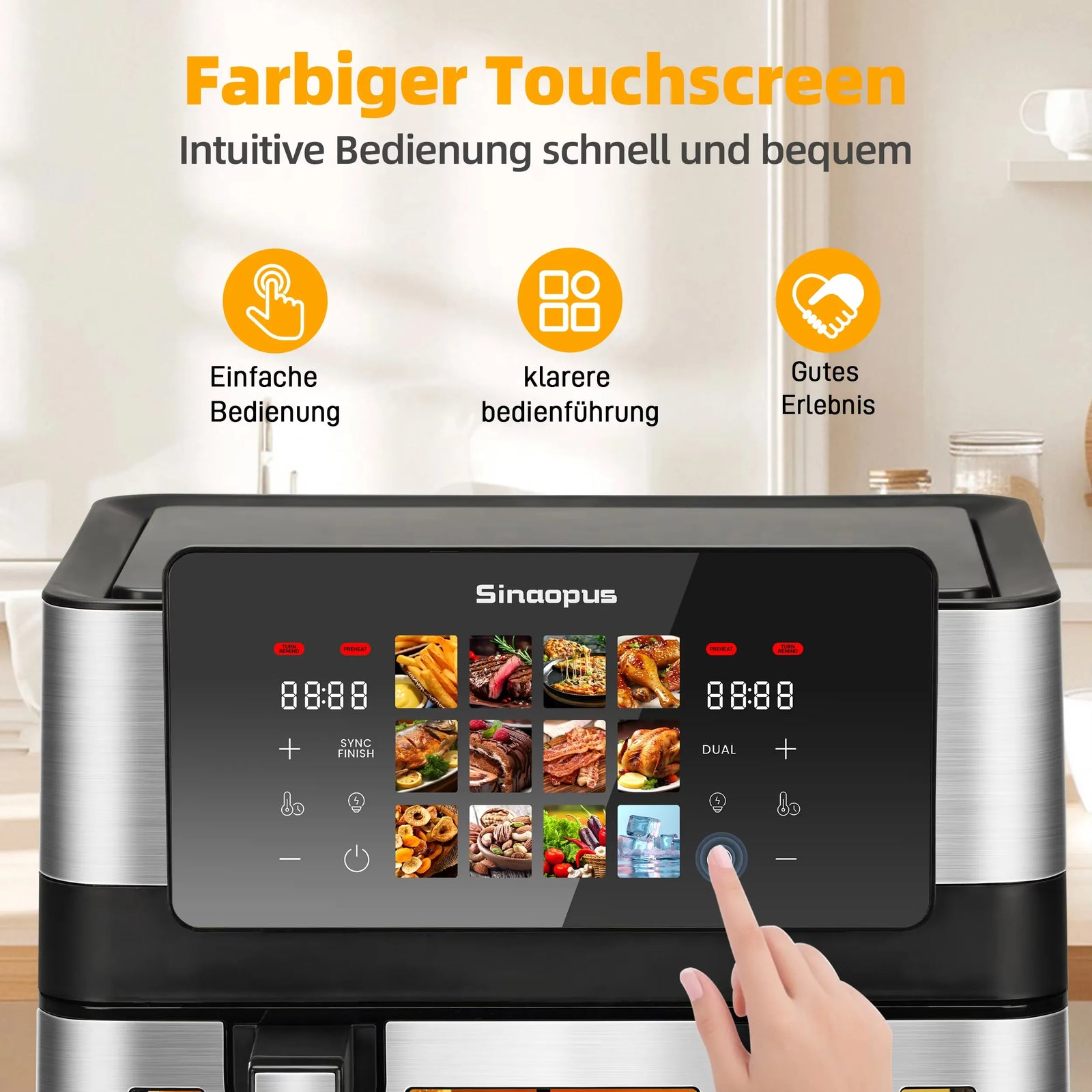 Friteuse Sans Huile Double Panier 85L 2000W Écran Tactile airfryers