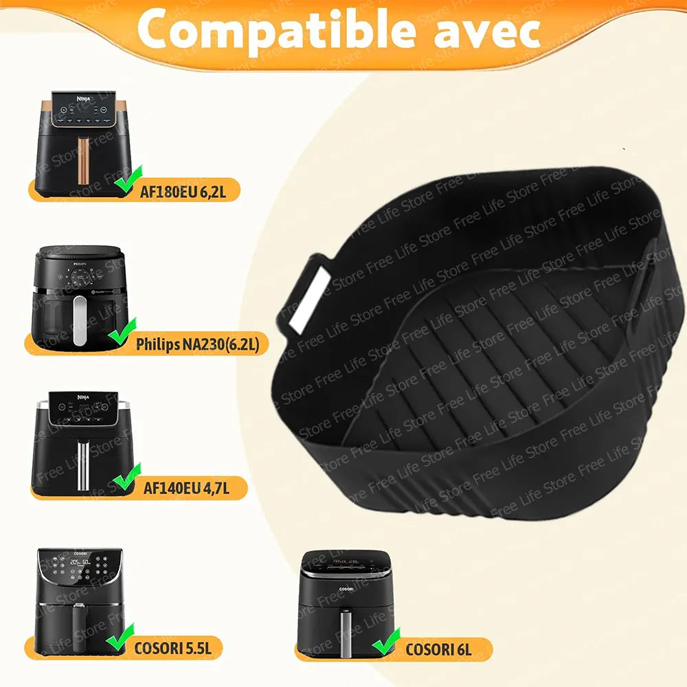 Moule Silicone Air Fryer Réutilisable Rond 23 cm pour Friture Air Fryer