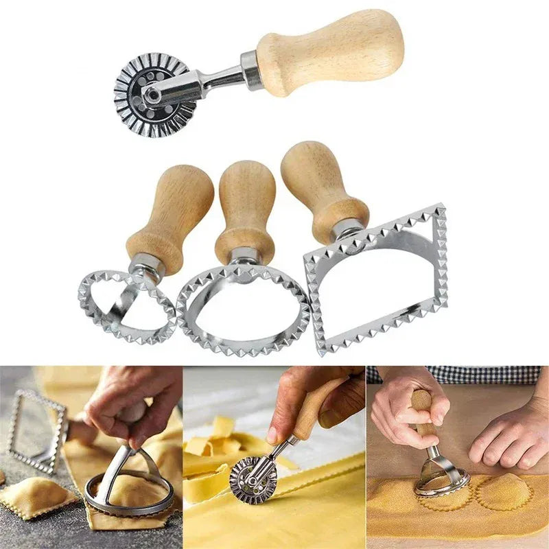 Emporte-pièces à pâtisserie en inox - Set de 6 moules avec poignée en bois emportepieces