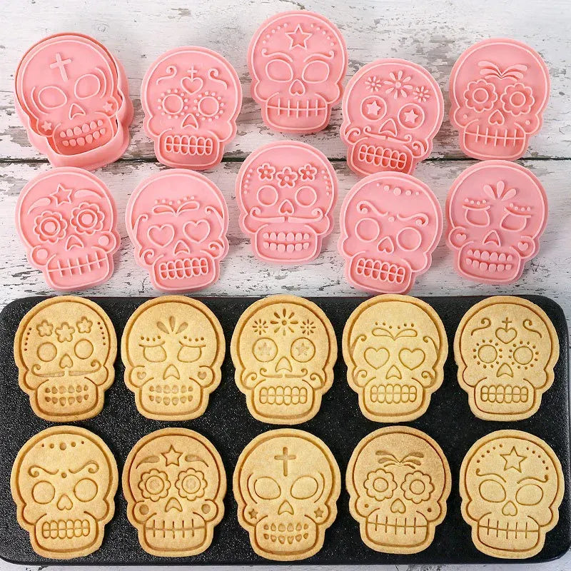 Emporte-pièces en Silicone 10 pièces - Motifs de Crânes Halloween emportepieces