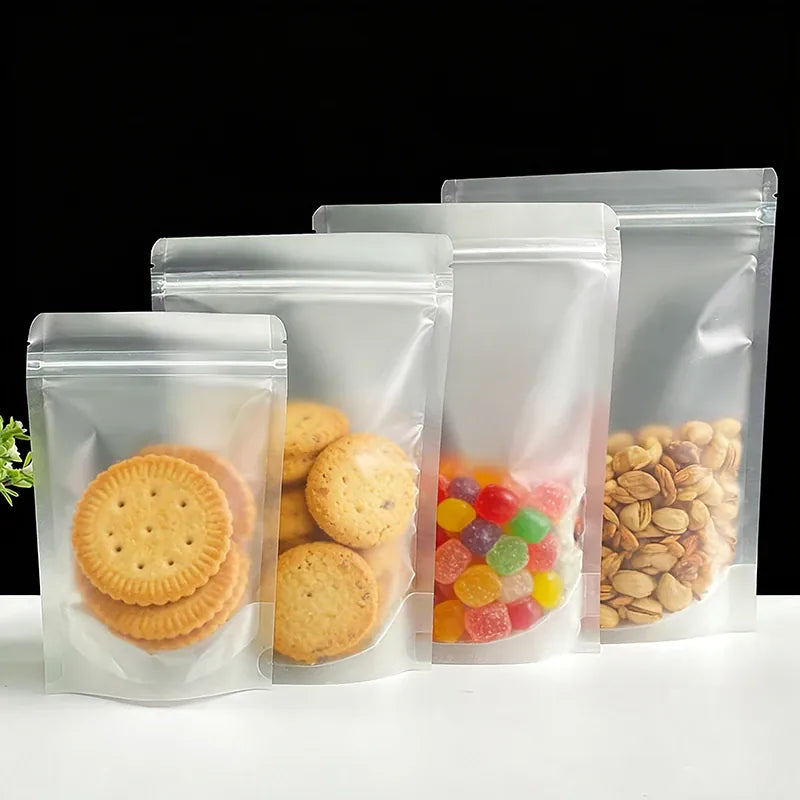 Sachets Zip Alimentaires Matinés - Lot de 100 Pièces Resealable