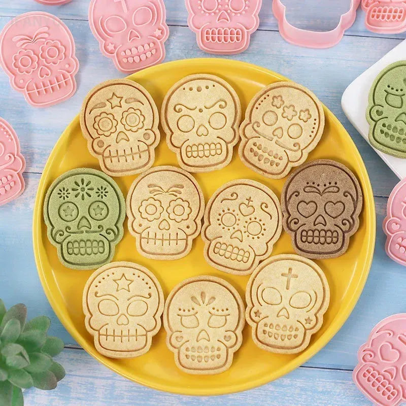 Emporte-pièces en Silicone 10 pièces - Motifs de Crânes Halloween emportepieces