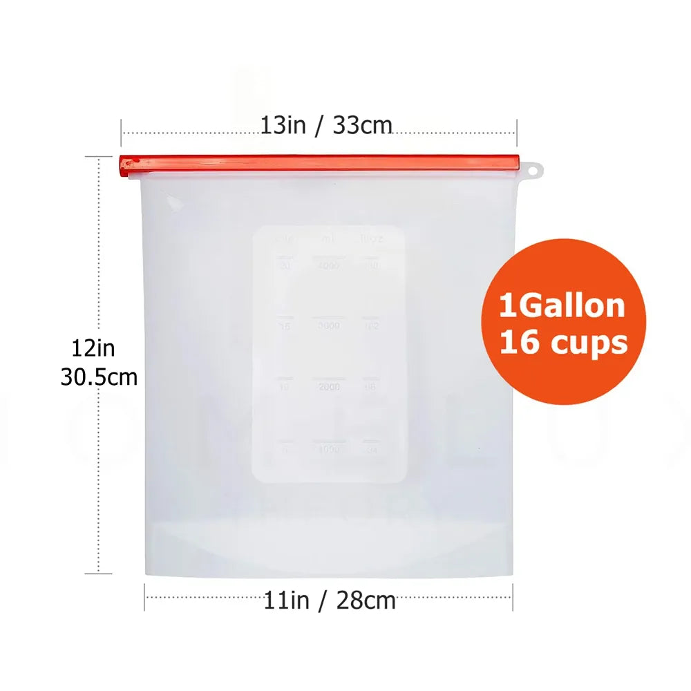 Sacs Silicone Réutilisables Extra Grand 4L Hermétiques - Lot de 2
