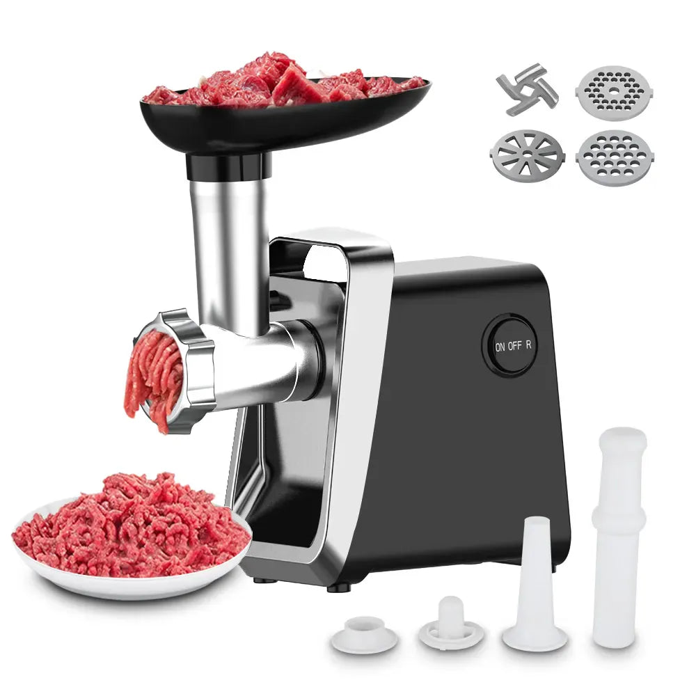 Hachoir à Viande Électrique 750 W — Inox, 3 Grilles, Accessoires Saucisse et Kebbe Hachoirs à Viande