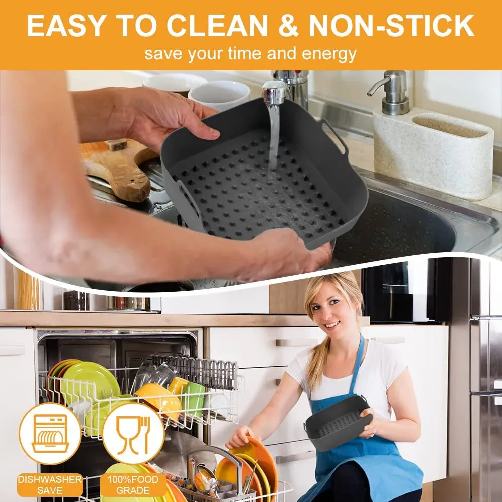 Moule Silicone Air Fryer Réutilisable Carré - Facile à Nettoyer Air Fryer
