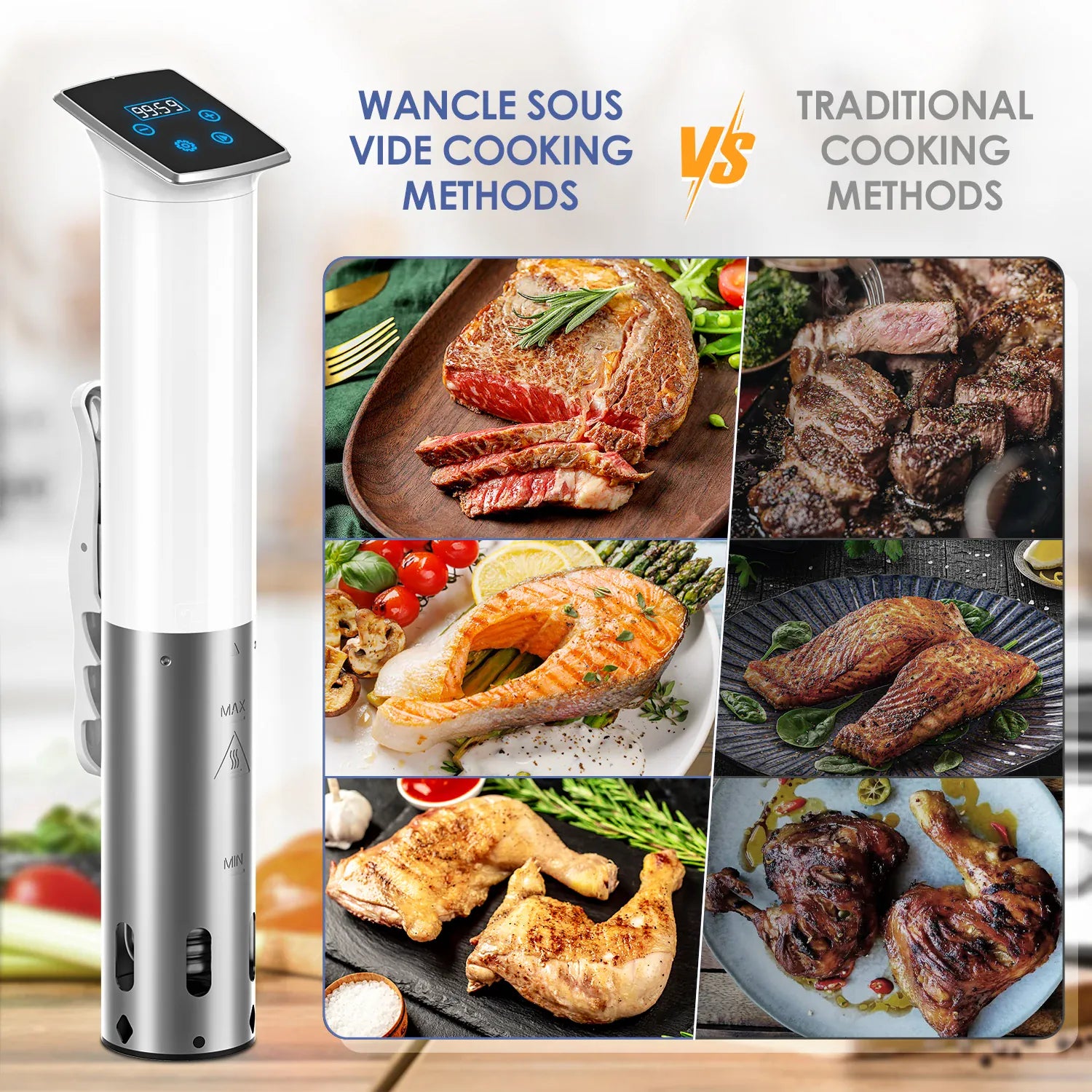 Cuiseur Sous Vide à Immersion 1100W Étanche avec Affichage LED sv