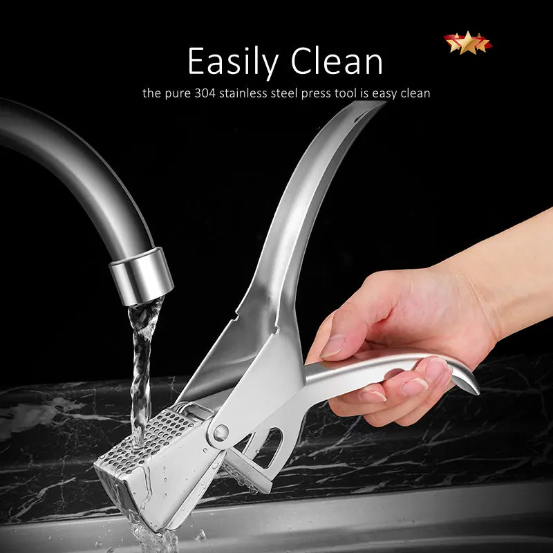 Presse-Ail Manuel Inox 304 Certifié LFGB — Double Levier, Sans Épluchage presseail