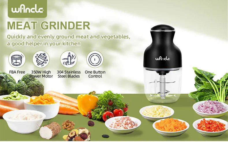 Hachoir Électrique 350W 0,6L — Viande, Légumes, Fruits — One-Touch hachoir electrique
