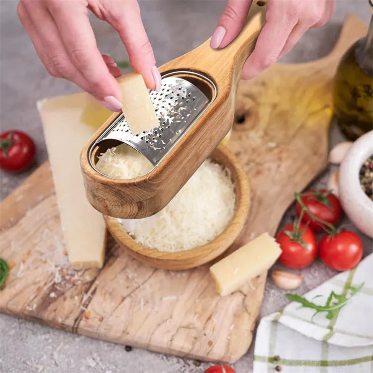 Râpe à Fromage en Acier Inox 304 avec Conteneur en Bois rape