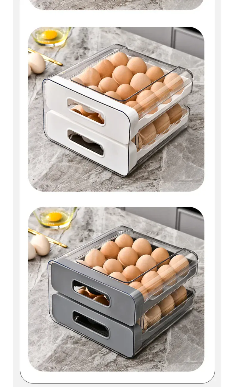 Organiseur de Rangement Frigo pour 32 Œufs | Double Couche