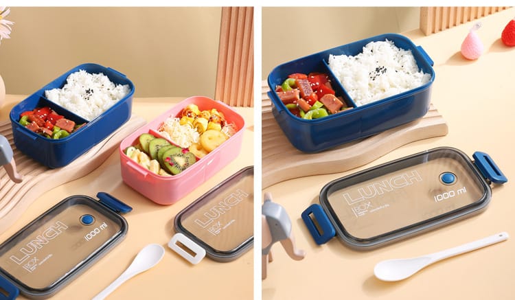 Lunch Box Hermétique 1000ml Plastique Résistant au Micro-ondes Lunchbox
