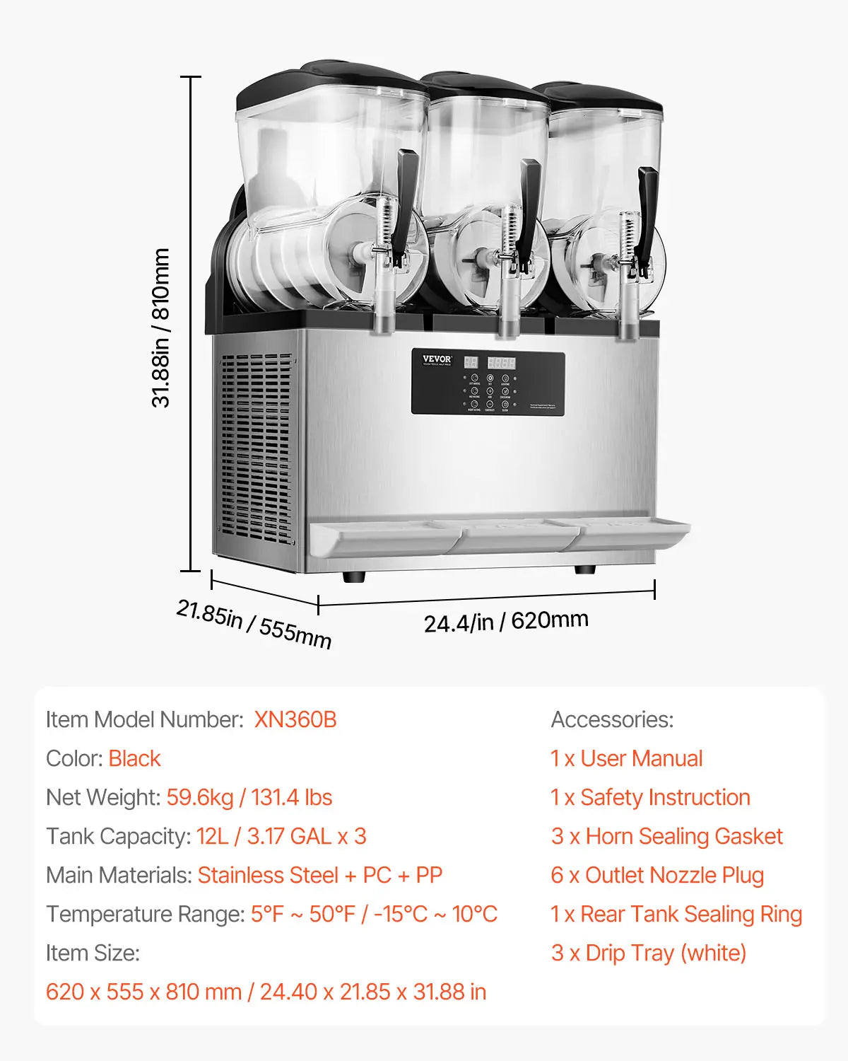 Machine à Granita Professionnelle 3×12 L — Triple Cuve, 144 Boissons machine a granita