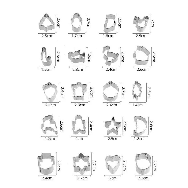 Set de 20 Emporte-pièces en Acier Inoxydable - Motifs de Noël emportepieces