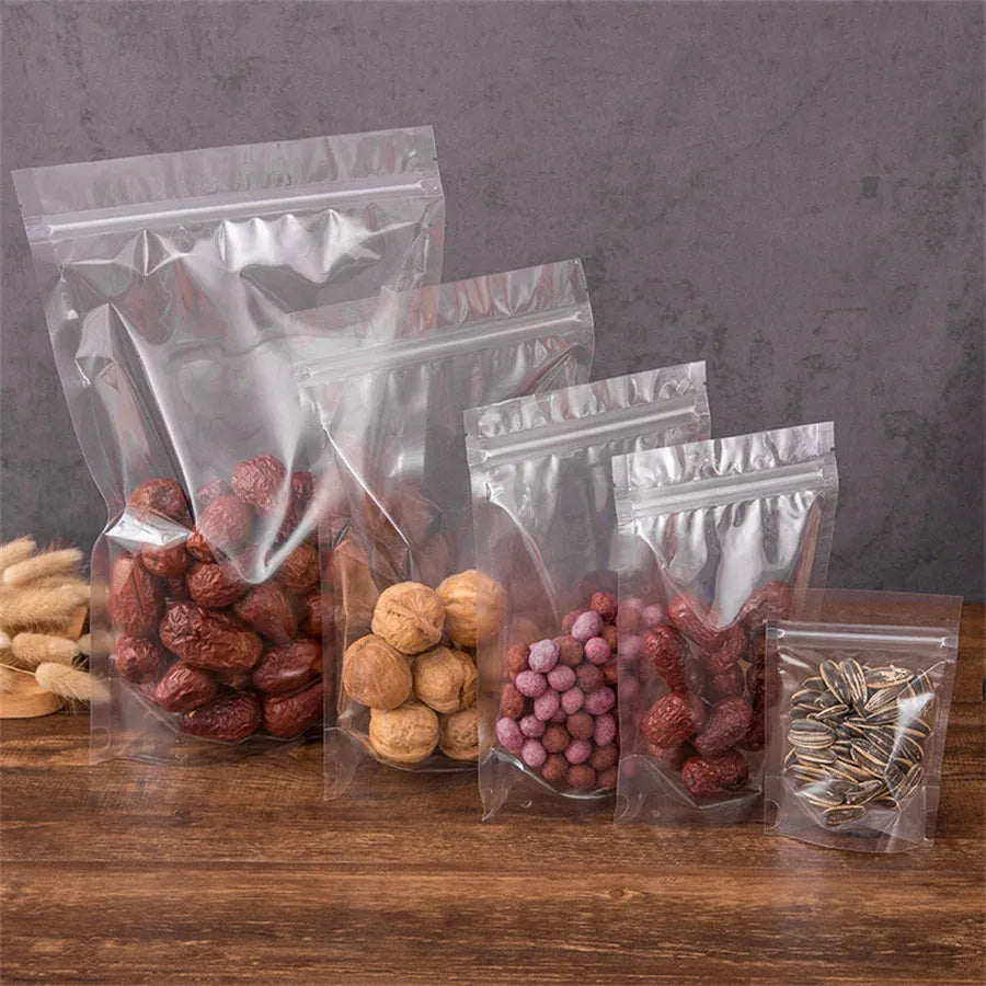 Sachets Zip Alimentaires Transparent 100 pièces Réutilisables