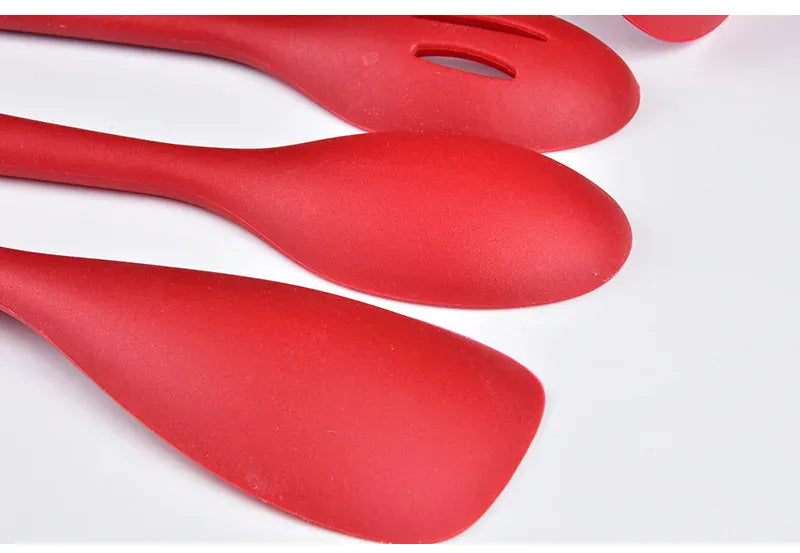 Set Ustensiles Silicone 5 pièces Résistants à la Chaleur Rouge spatule en silicone