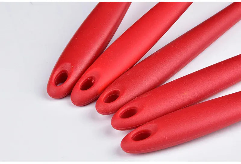 Set Ustensiles Silicone 5 pièces Résistants à la Chaleur Rouge spatule en silicone