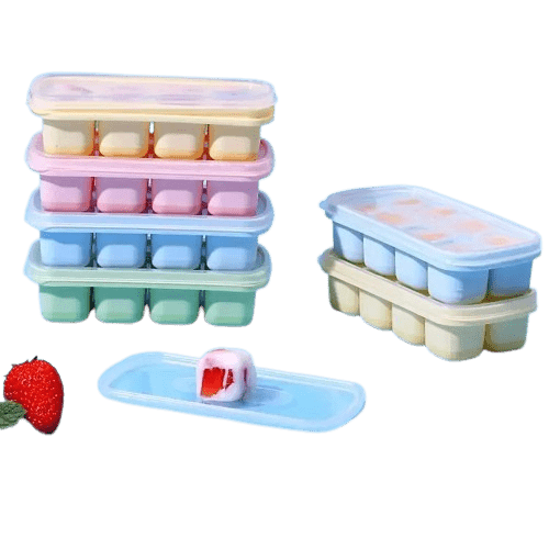 Bac à Glaçons à 8 compartiments en Silicone avec Couvercle bac à glaçons