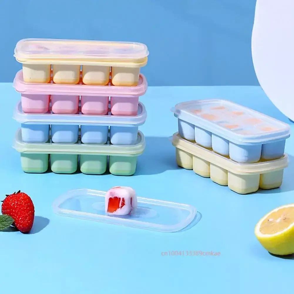 Bac à Glaçons à 8 compartiments en Silicone avec Couvercle bac à glaçons