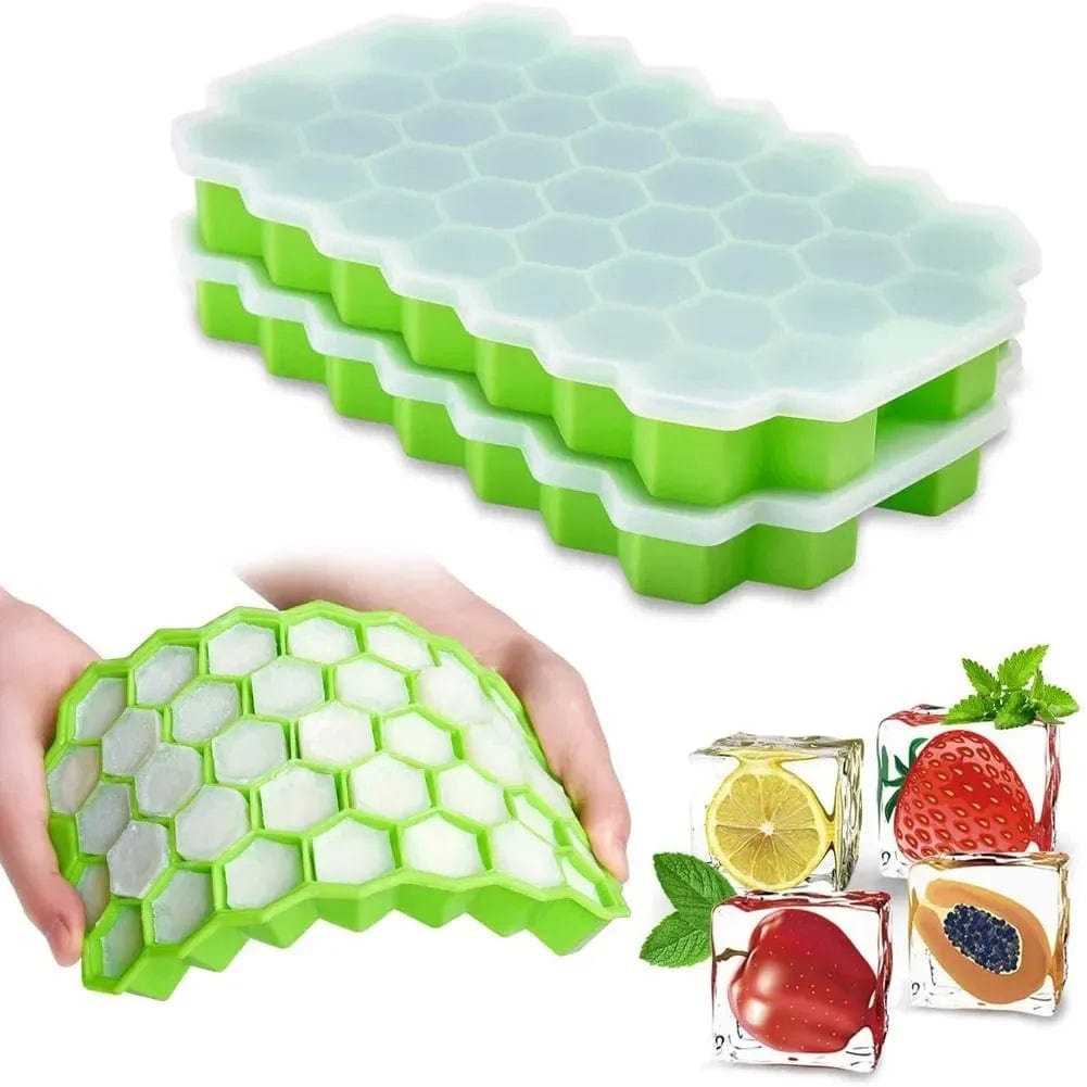 Bac à glaçons en silicone réutilisable 37 compartiments en nid d'abeilles bac à glaçons