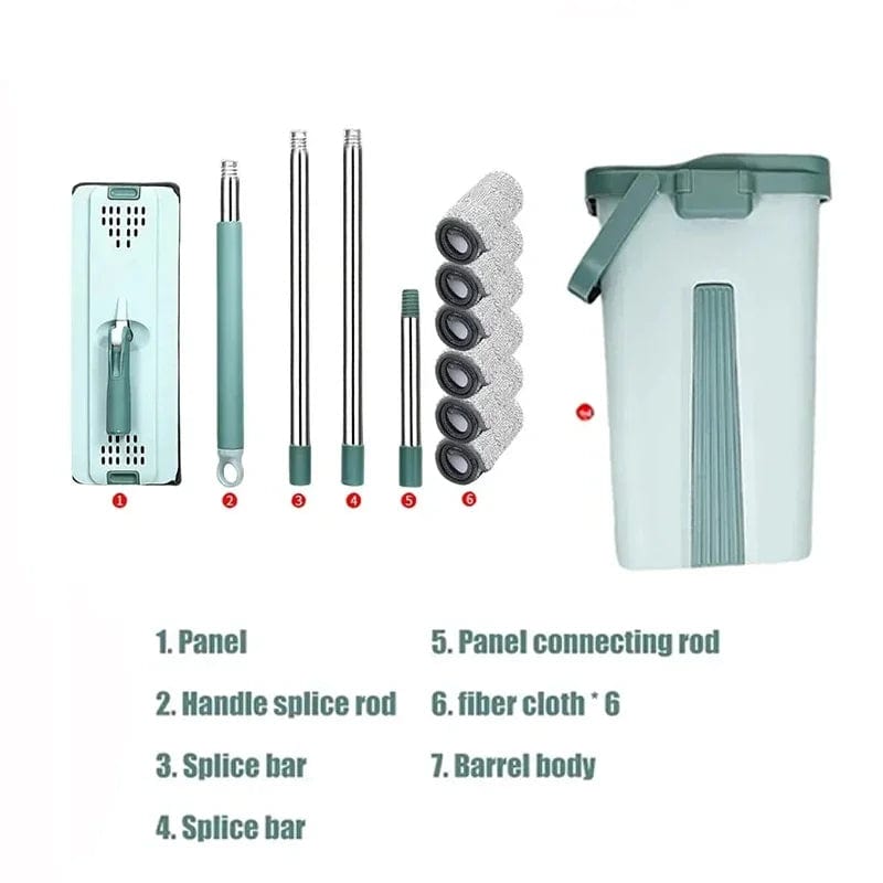 Balai Essoreur Plat avec Seau Mains Libres pour Nettoyage Microfibre Wet Dry sur Parquet Lamifié balai