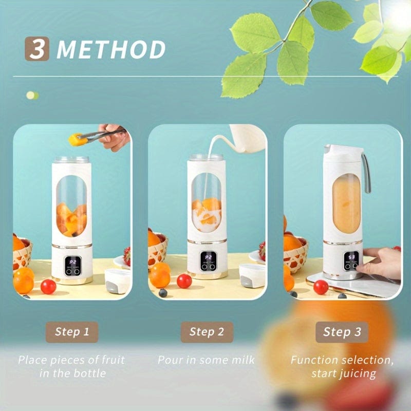 Blender USB Rechargeable avec affichage LED - 450ml, idéal smoothies & milkshakes blender