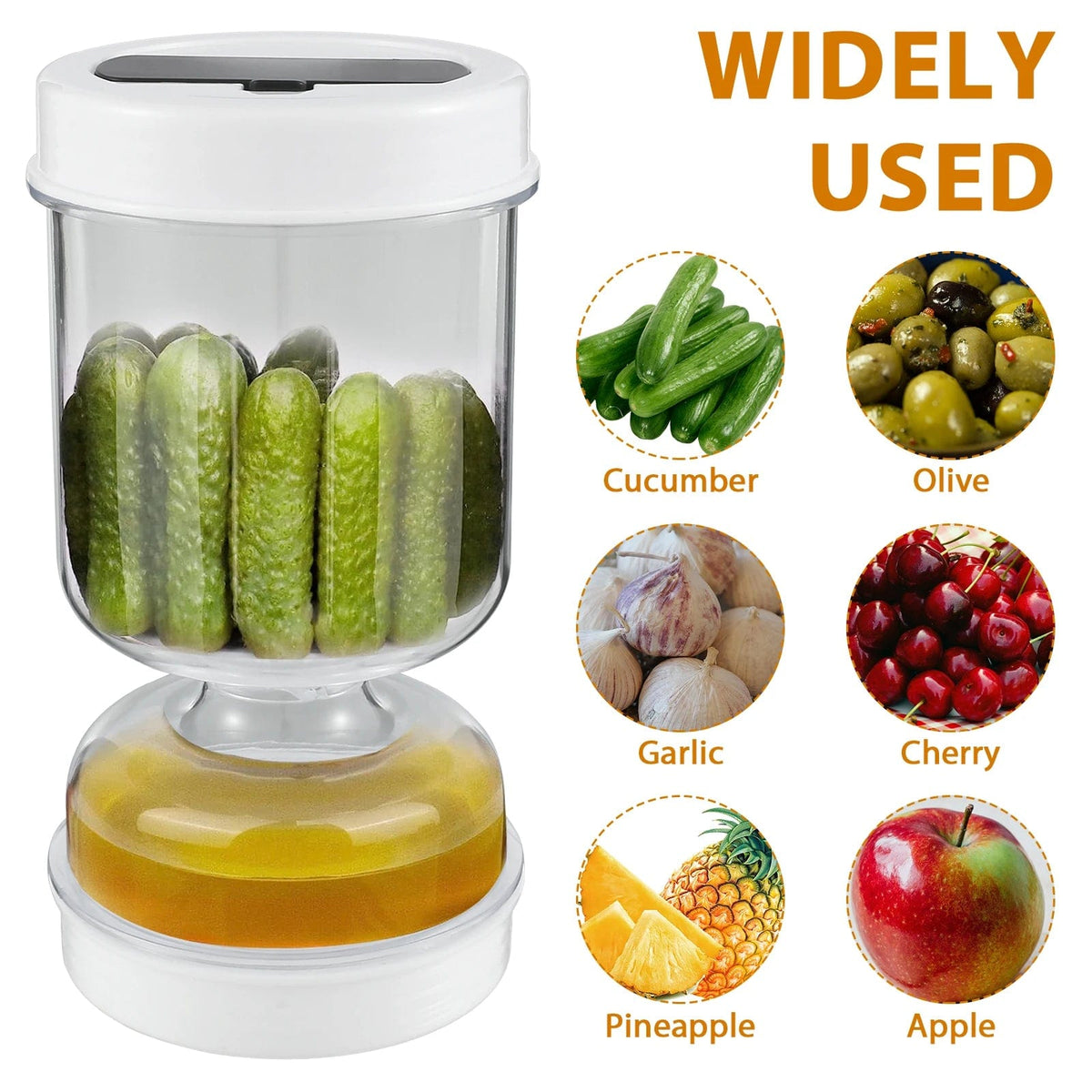Bocal à Pickles avec Fourchettes - Distributeur de Pickles et Olives - Contenant de Concombre pour Cuisine