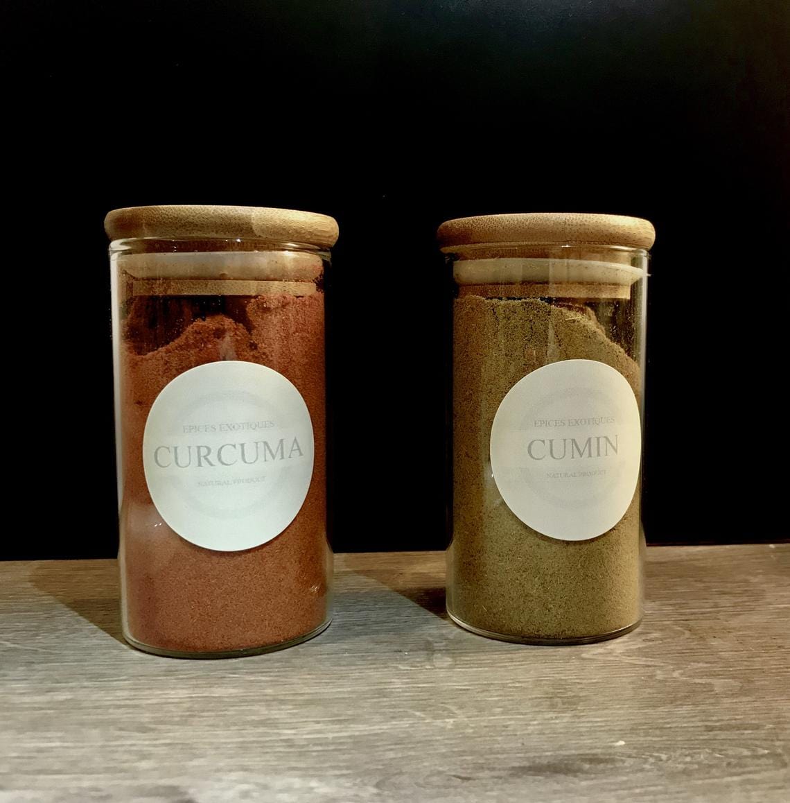 Bocaux en verre avec couvercles en bambou Boîtes Hermétiques
