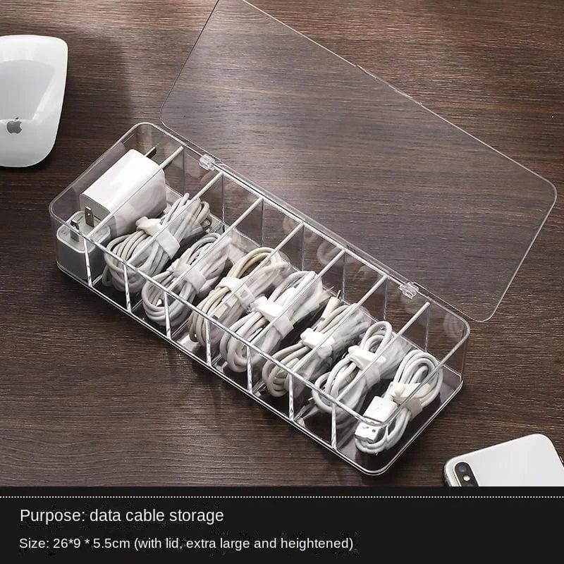 Boîte de Rangement de Câble de Chargement 8 Compartiments Transparent