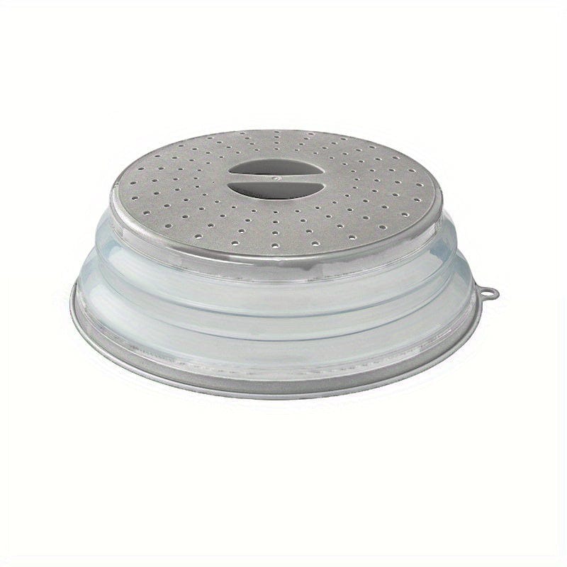 Cache-Micro-Ondes Pliant Ventilé Rond avec Poignée, Filtre Alimentaire Lavable, Ustensile Cuisine