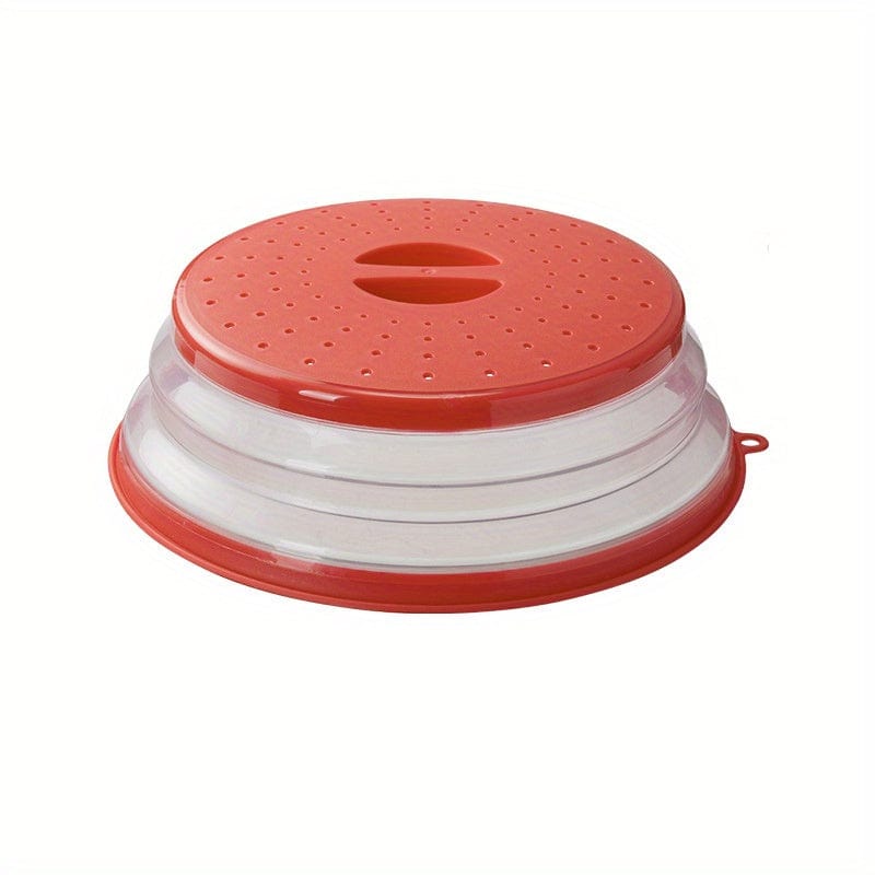 Cache-Micro-Ondes Pliant Ventilé Rond avec Poignée, Filtre Alimentaire Lavable, Ustensile Cuisine
