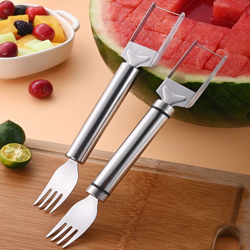 Coupe-Pastèque en carrés avec fourchette Coupe Fruits