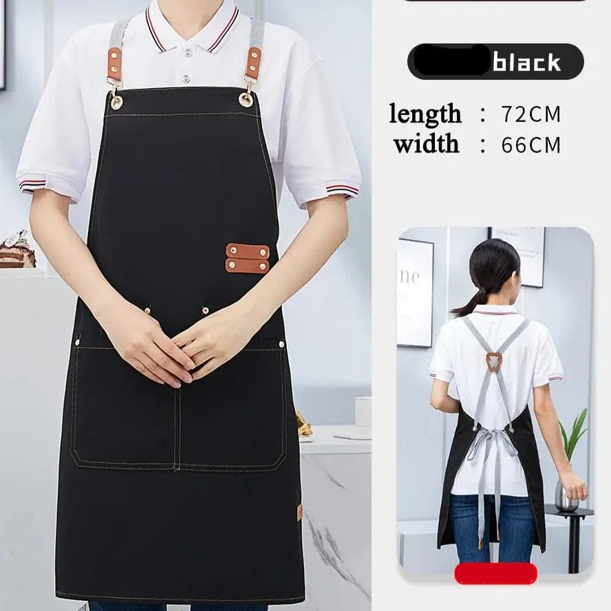 Tablier de cuisine toile imperméable avec poche et bretelles ajustables pour Barbecue tablier