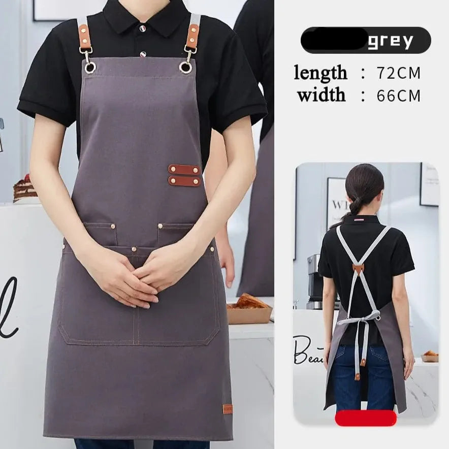 Tablier de cuisine toile imperméable avec poche et bretelles ajustables pour Barbecue tablier