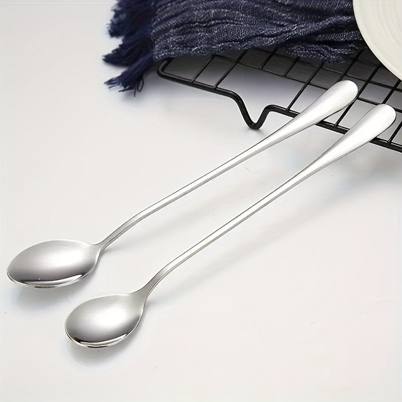 Cuillères Longues en Acier Inoxydable - Lot de 8 - Accessoires de Cuisine - Lavable au Lave-Vaisselle