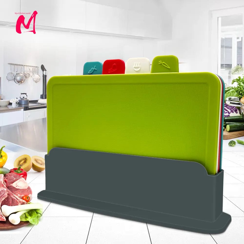 Planches à découper de cuisine avec support de rangement (lot de 4) Planche à Découper