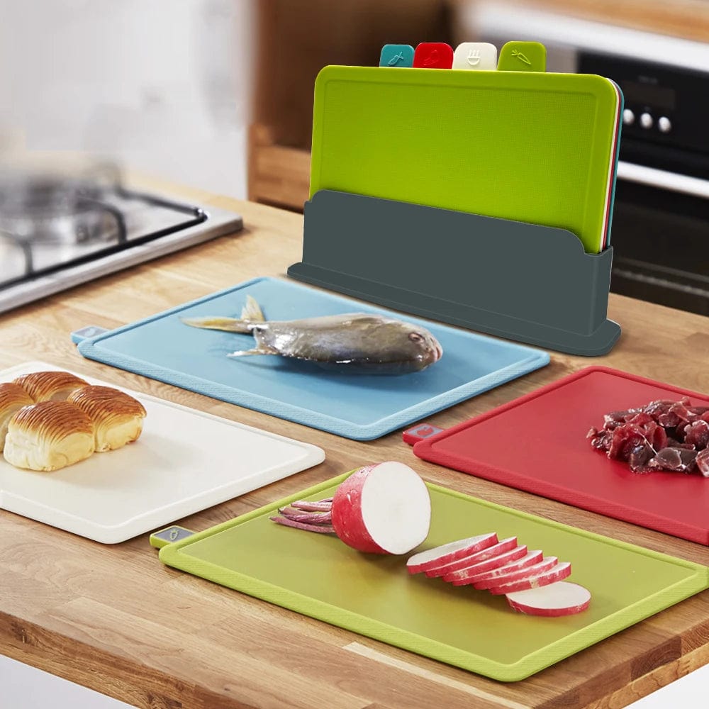 Planches à découper de cuisine avec support de rangement (lot de 4) Planche à Découper
