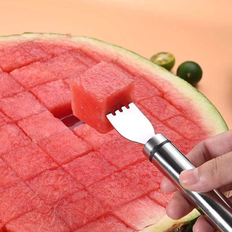 Coupe-Pastèque en carrés avec fourchette Coupe Fruits