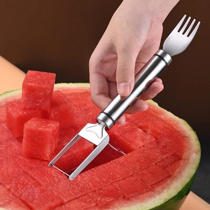 Coupe-Pastèque en carrés avec fourchette Coupe Fruits